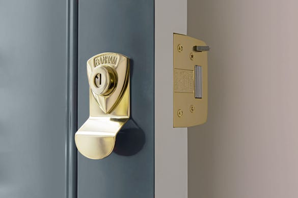 A Banham L2000 Rimlock, one of many types of door lock Banham offer.